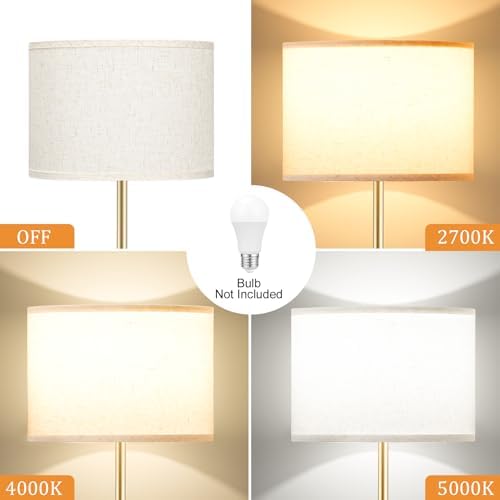 Ambimall 60'' Modern Floor Lamp with Shade, Tall Lamps for Living Room, Bedroom, Office, Dining Room, Beige Shade with