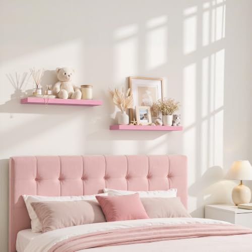 BAYKA Pink Floating Shelves 22.5in, Set of 2, Wall Mounted for Wall Decor