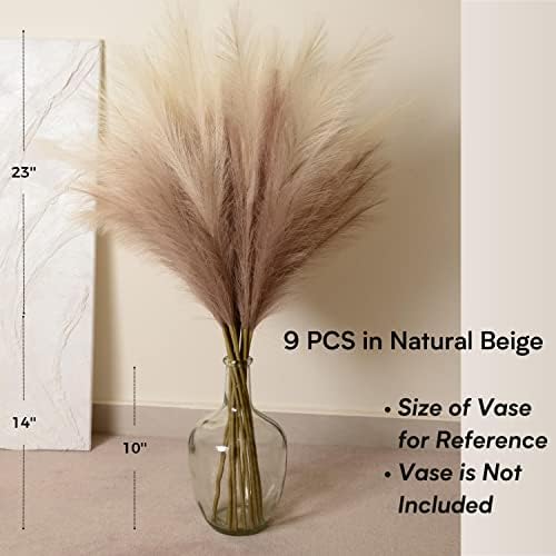 Large Artificial Pompous Grass Branches for Floor / 3.1 Inch / Set of 9