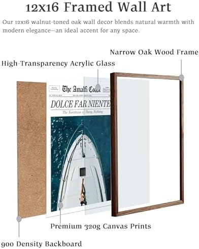 EcoHest 12x16 in Dolce Far Niente Newspaper Framed Wall Art
