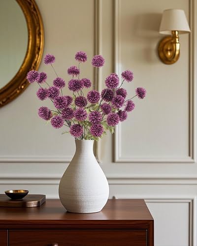 DuHouse 6pcs Artificial Flowers Faux Silk Pompon Mum Chrysanthemum Ball