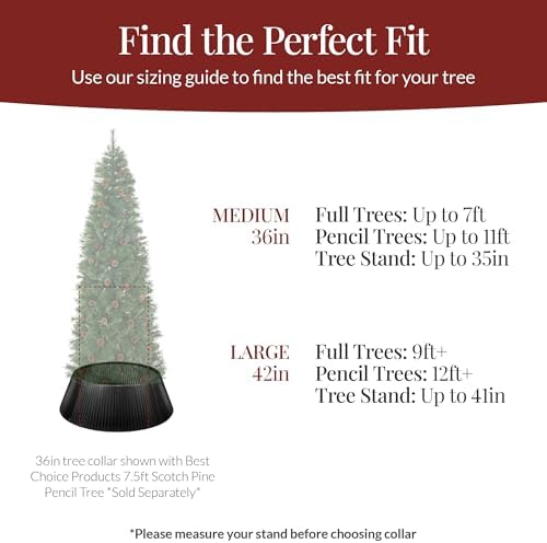 Best Choice Products Christmas Tree Collar, Solid Wood Slatted Tree Skirt Holiday Accessory for Home - Black