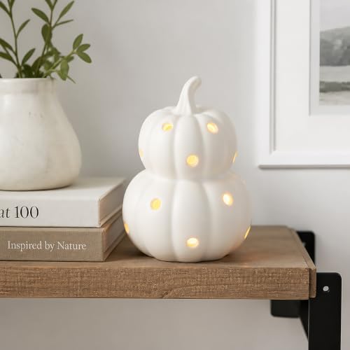 Mud Pie White Pumpkin Light Up Sitter, 4.5" x 2.75"