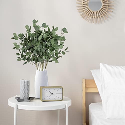 Sggvecsy 6 Pcs Eucalyptus Leaves Artificial Eucalyptus Stems Long Silver Dollar Leaves Faux Leaf Branches Fake Silk Eucalyptus for Spring Summer Home Festival Thanksgiving Christmas Decor (Green)