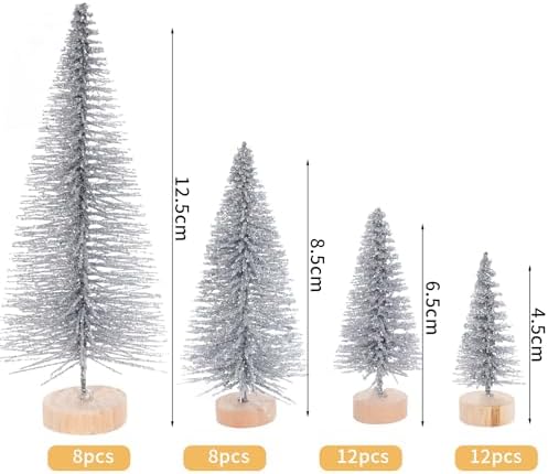 Yookat 40Pcs Artificial Mini Pine Trees Sisal Trees Bottle Brush Trees
