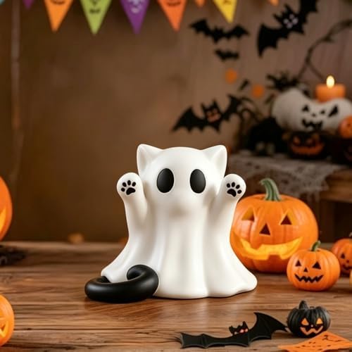 1 Pcs Halloween Ghost Figurine Spooky Unique Cat Mini Figurines