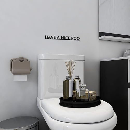 Have A Nice Poo Funny Bathroom Door Sign & Restroom Wall Art - Rust-Resistant Metal Decor with Humorous Quotes | Black Matte Door Topper Decor for Home Toilet | 11.8''x1.2'' Easy Mount Bathroom Signs