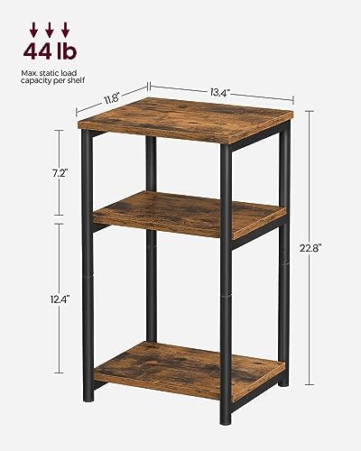 VASAGLE Side Table, Small End Table, Tall Nightstand, Steel Frame