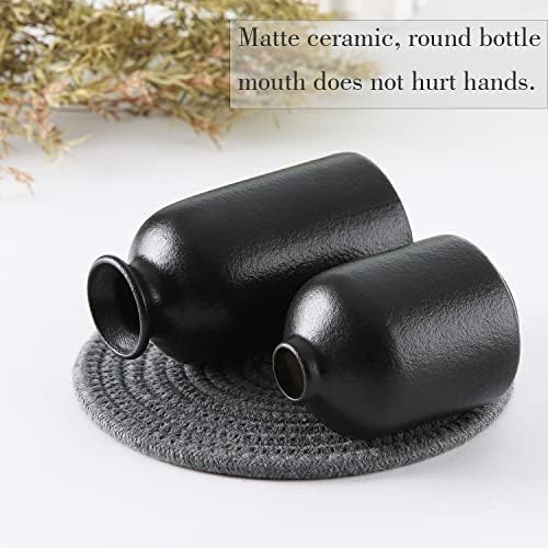 Black Ceramic vase Set-3 Small Flower vases for Decor / 3set-black