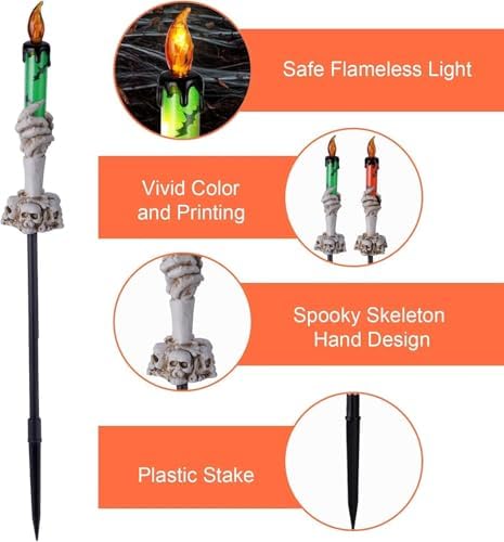 Halloween Decorations Outdoor, Solar Pathway Lights, 10 Pack