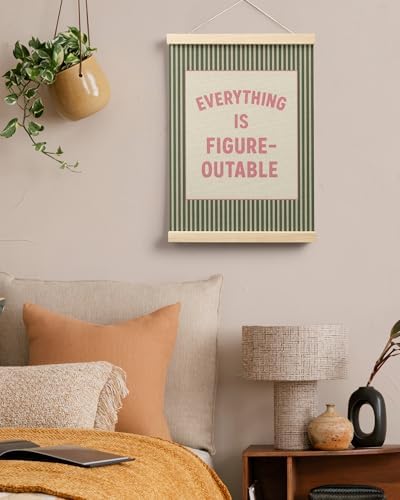FGFK Everything Is Figureoutable Positive Affirmations Wall Art Poster Hanger Frame, Retro Pink and Green Inspirational