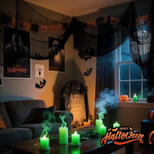5Pcs Halloween Creepy Cloth 30×80inch, Scary Halloween Fabric Gauze, Black Creepy Cloth for Yard, Doorway, Haunted House Party