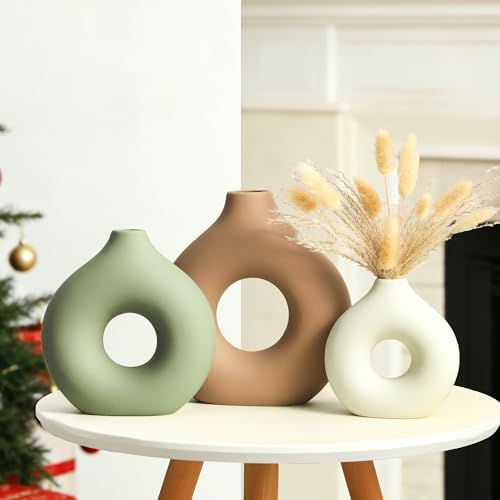 Ceramic Vase Home Table Decor / Brown / Set of 3