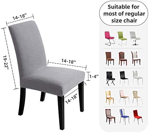 Chair Covers for Dining Room - Stretch Chair Slipcovers for Decorative Seat Protector Armless Removable Washable Elastic Dinner Universal Spandex Solid Chair Slip Covers Set…