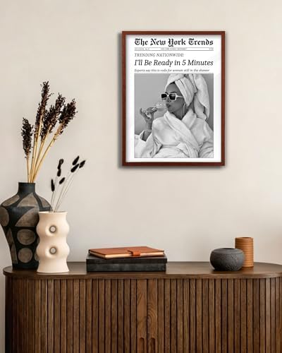 EcoHest 12x16 in I'll Be Ready in 5 Minutes Newspaper Framed Wall Art