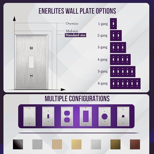 ENERLITES Toggle Light Switch Metal Wall Plate, Stainless Steel Switch Cover, Corrosion Resistant, Standard Size 1-Gang