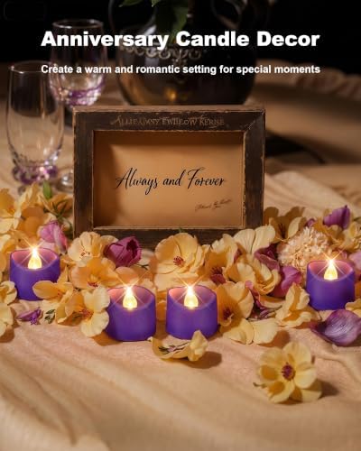 Homemory 24-Pack Purple Flameless Battery Tea Light Candles, 200+ Hours