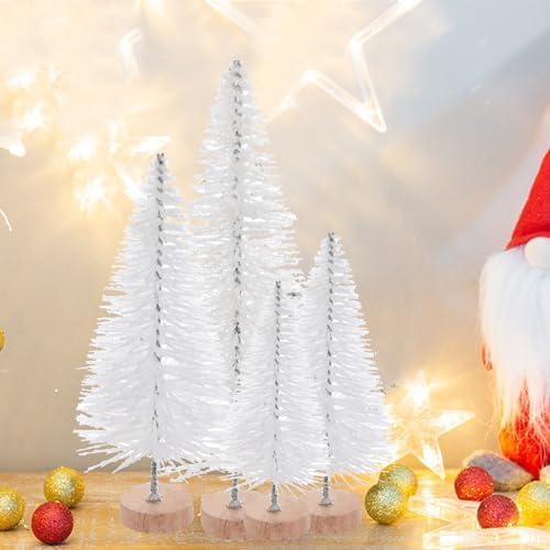 Yookat 40Pcs Artificial Mini Pine Trees Sisal Trees Bottle Brush Trees