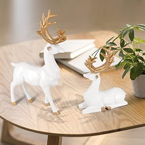 Reindeer Ornaments Statue,Reindeer Christmas Decoration,Deer Gifts for Women, Mom Gifts,Deer Decorations Applicable Home, Office,Bookshelf TV Stand, Shelf, Living Room(Origami Big, White)