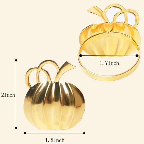 Gold Pumpkin Napkin Rings Set of 6 Fall Napkins Ring Retro Serviette Buckles Gold Adornment for Thanksgiving Halloween Table Settings