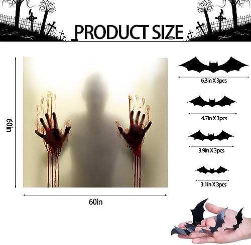 5X5ft Halloween Curtains Decorations Window Banner Cover Large Backdrop Wall Background Halloween Party Decorations for Home Outdoor Indoor