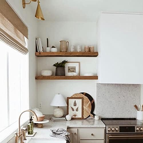 QEEIG Long Floating Shelves for Wall (Brown, Set of 2, 35.4")