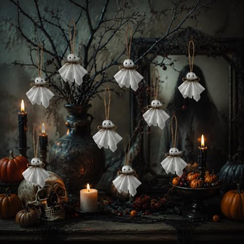 20Pcs Halloween Hanging Ghost Ornament, Small Hanging Ghosts Tree Ornament