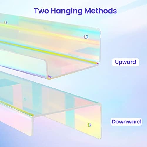 upsimples 2 Pcs 15" Iridescent Acrylic Shelves for Wall Decor and Display