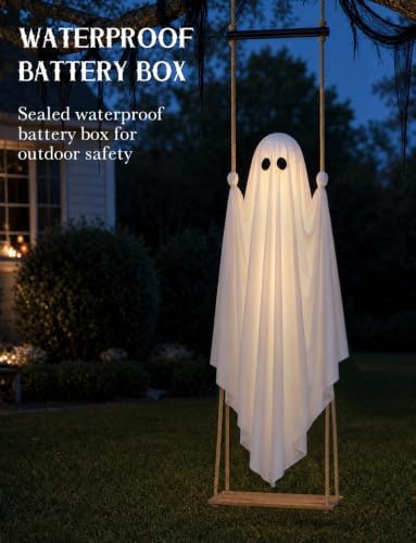 Halloween Decorations Outdoor 4.6FT Large Pre-Assembled Hanging Swing Ghost