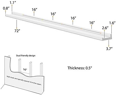 Wallniture Denver White Picture Ledge 72" Floating Shelves for Wall, Bookshelf for Living Room, Bedroom and Nursery