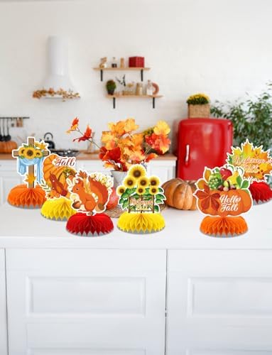 Fall Fall Table Decorations, 9 Pcs, Honeycomb Fall Party Decor