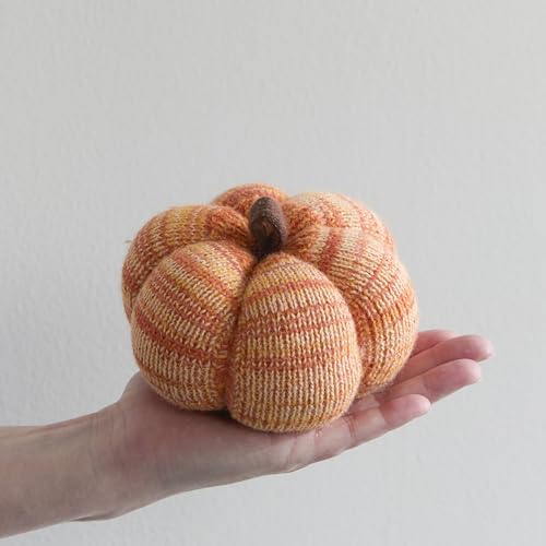 Set of 3 Multi-size Cozy Knit Pumpkins (Candy Corn Large Multi-size set)