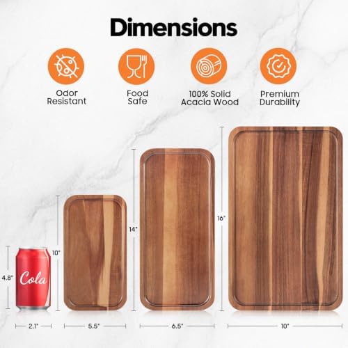 Small Wooden Tray and Platter, Mini Charcuterie Boards, 14"x6.5"