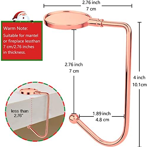 Komotu Christmas Stocking Holders for Mantle Upgrade Non-Slip Safety Mantel Hooks Hanger Grip Fireplace Hang Hook for Christmas Halloween Party Decoration(Rose Gold,4)