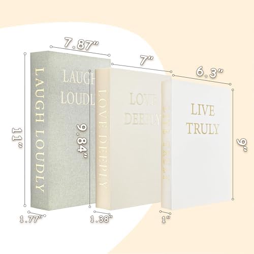 Aesthetic Decorative Books, Set of 3 Linen Faux Books for Decoration
