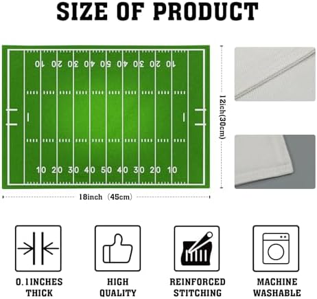 Football Placemats Set of 6 18x12 Inch Football Field Sport Themed Linen Place Mats Heat-Resistant Washable Wipeable Green Table Mat for Party Kitchen Dining Room Dinner Table Decor