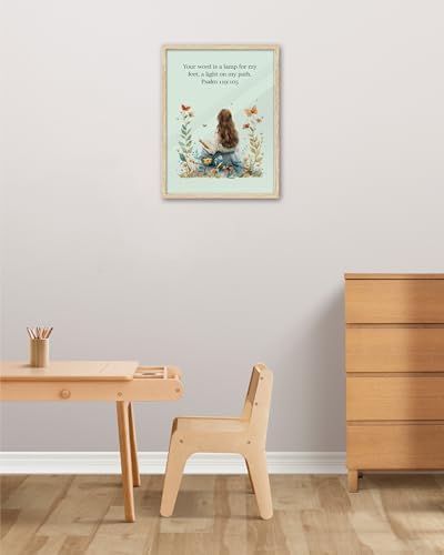 KensTro 12x16 Oak Framed Psalm 119:105 Christian Wall Art