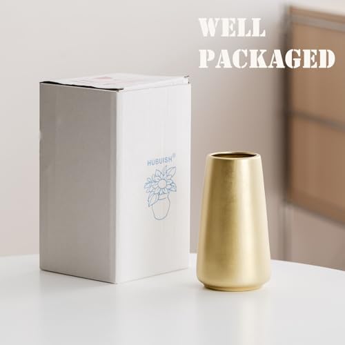 6" Gold Ceramic Flower vase / Light Gold / Small