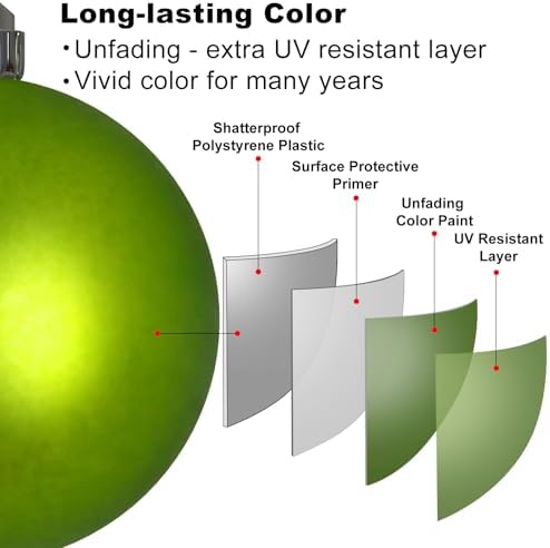 Lime Green 2.5" Christmas Balls Christmas Tree Decoration Ornaments Shatterproof Hanging Balls for Birthday St. Patrick's Day Easter Mardi Gras Holiday Wedding Decorations Set of 18pcs