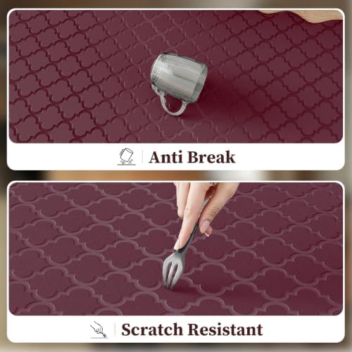 Arenarug Upgrade Scalloped Kitchen Mats for Floor 2PC, Red Kitchen Rugs