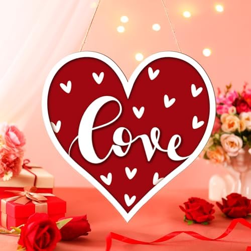 Boao Welcome Valentine's Day Wooden Door Hanging Sign Decor