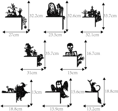 Removable 8 Pack Creative Halloween Switch Decal - Black Ghost Skeleton Witch Door Frame Wall Decorative Art Murals for Living Room Bedroom Bathroom Kitchen Light Switch Decor