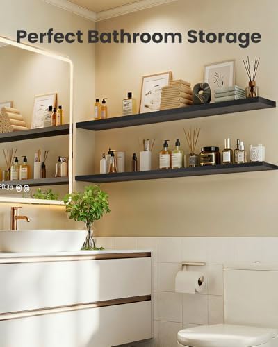 Amada 47.2" Floating Shelves for Wall Decor & Storage, Set of 3, Black