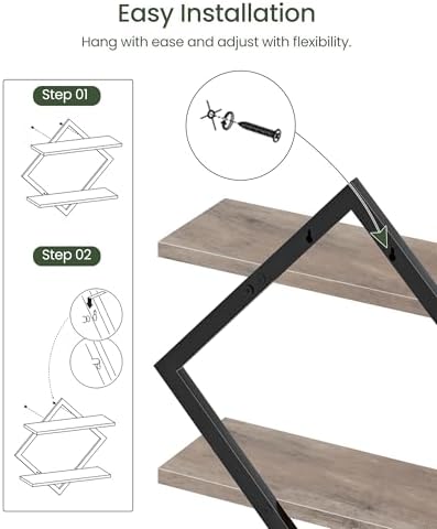 CHOEZON Floating Shelves for Wall, Set of 2 Wall Mounted Shelves, 2-Tier Hanging Shelves, for Living Room, Bedroom