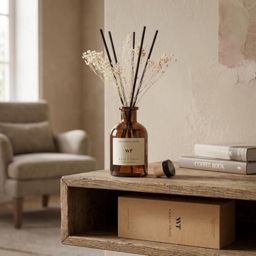 WEALD TRIBE Reed Diffuser Set for Bathroom Air Fresheners, Oil Diffuser Sticks | White Jasmine Scent 4.0 fl oz Home