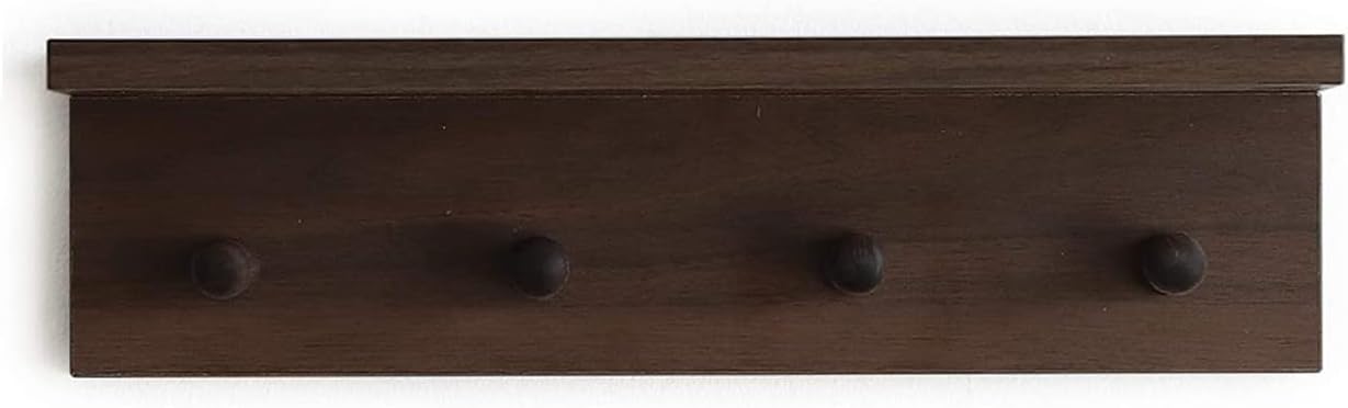 Wall-Mounted Wooden Hook Rack / Walnut Color Finish-a-1