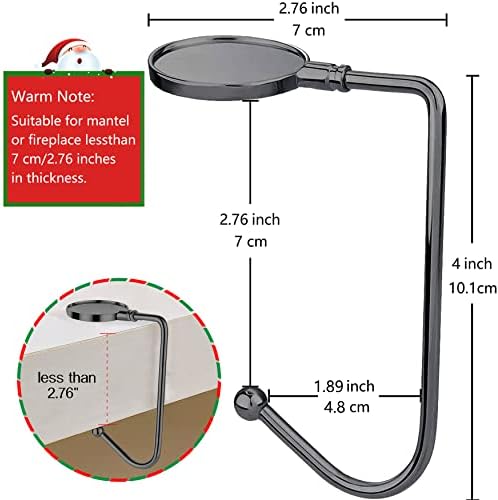 Komotu Christmas Stocking Holders for Mantle, Upgrade Non-Slip Safety Mantel Hooks Hanger Grip Fireplace Hang Hook for Christmas Halloween Party Decoration(Gun Black,4)
