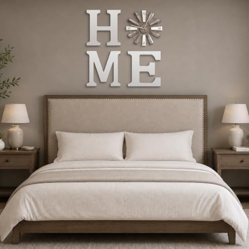 ZAZIWZ Farmhouse Home Signs with Windmill Clock Wall Decor Rustic Home Letters Wall Art for Living Room Kitchen