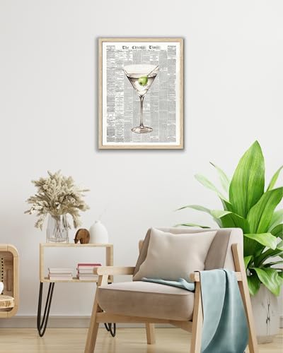EcoHest 12x16 in Martini Newspaper Canvas Art