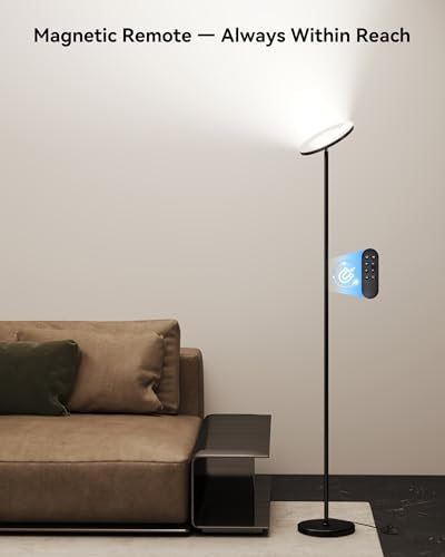 JOOFO LED Floor Lamp for Living Room, Torchiere Lamp with Compact Remote